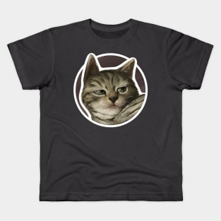 Bored cat round Kids T-Shirt